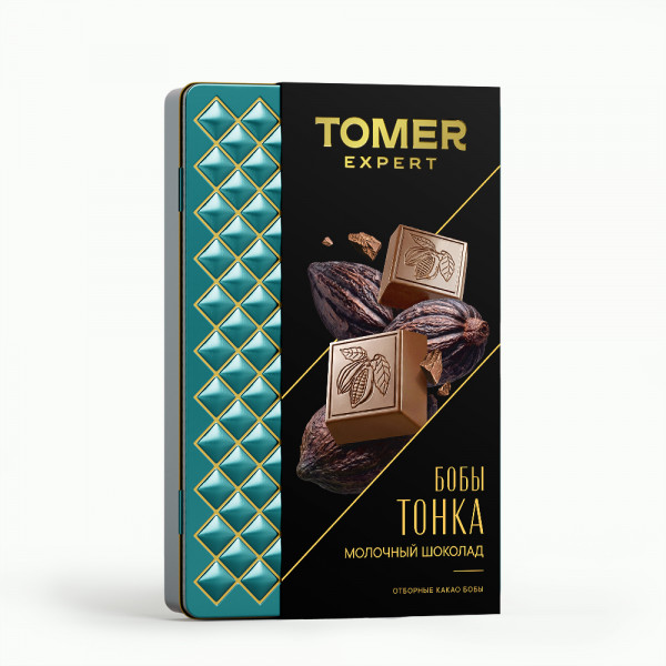 №1 Фабрика Томер металлический бокс Молочный шоколад БОБЫ ТОНКА , 90г в Шебекине