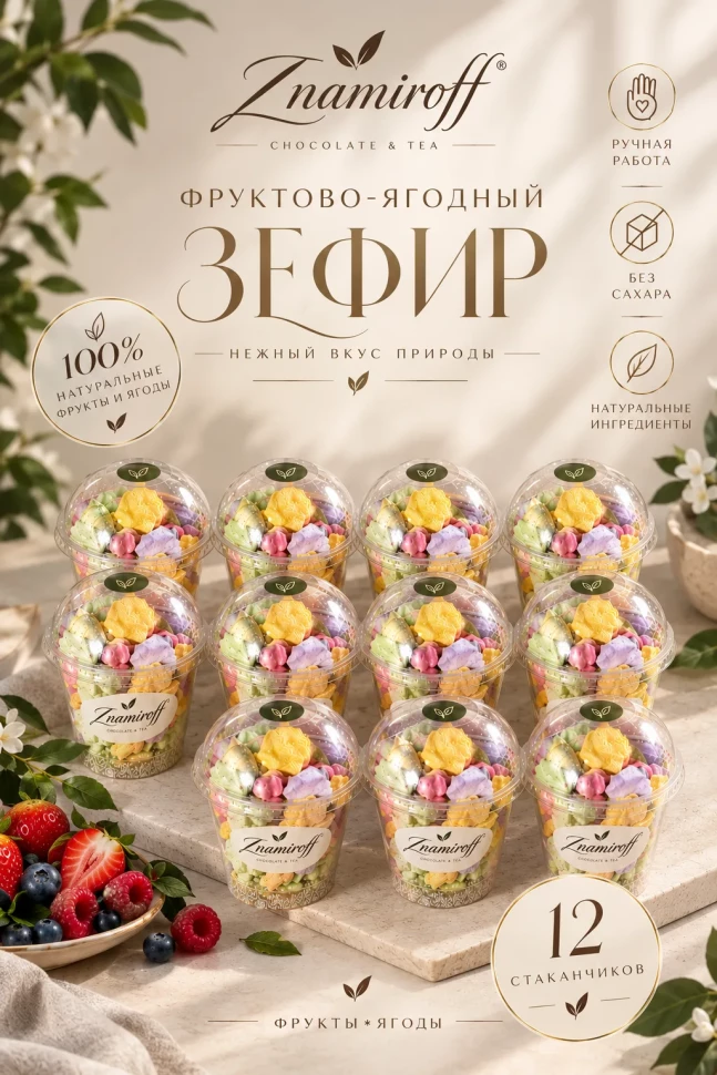  Зефир в стаканчиках без сахара(коробка 12шт по 100гр) в Шебекине