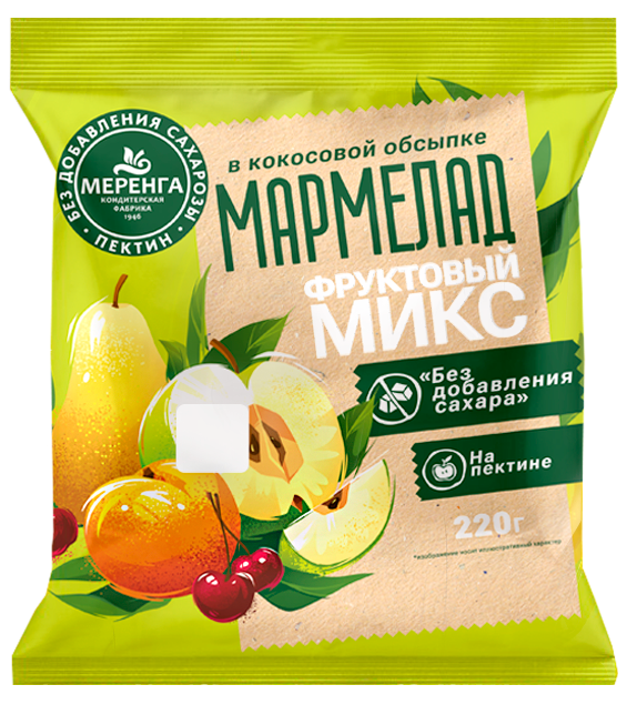  Меренга Мармелад без сахара в кокосовой обсыпке Фруктовый микс, 220г   в Шебекине