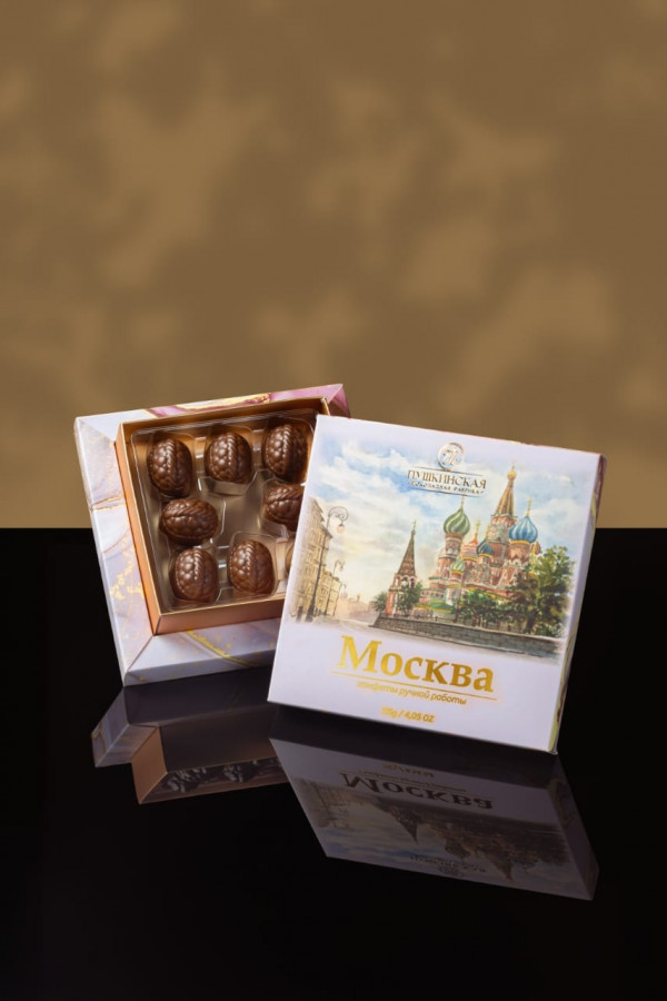 №1 Пушкинская фабрика Конфеты Фундук-Малина (Москва), 115г(розовая коробка) в Шебекине